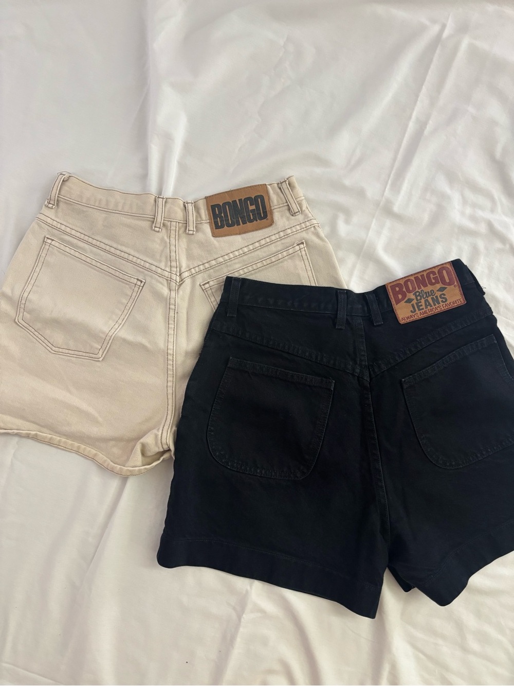 Vintage BONGO High-Waist Denim Shorts - Black & Cream Jorts